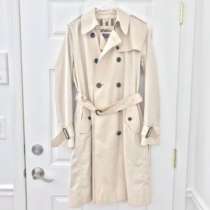 Burberry Cream Double-Breasted Trench Coat